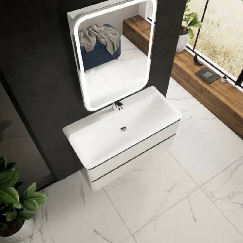Тумба под раковину Aquame S4 AQM900410WH, 100 см, подвесная, цвет белый