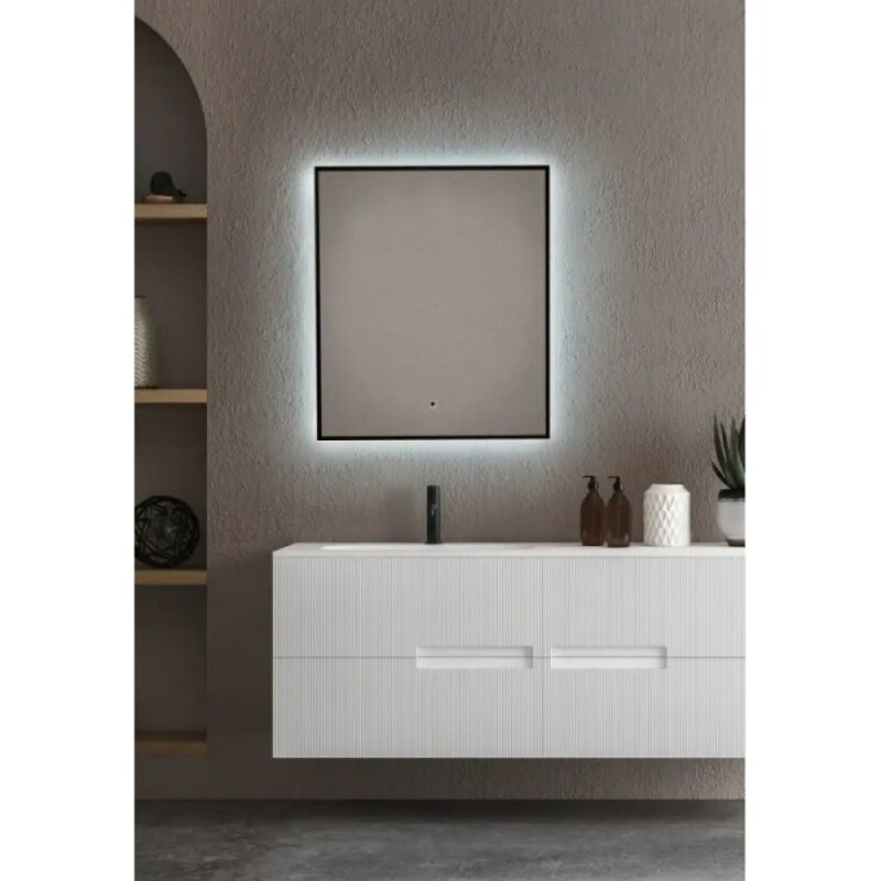Зеркало Aquame AQM9101B, 60 см, с LED-подсветкой, инфракрасный выключатель, подогрев, цвет черный
