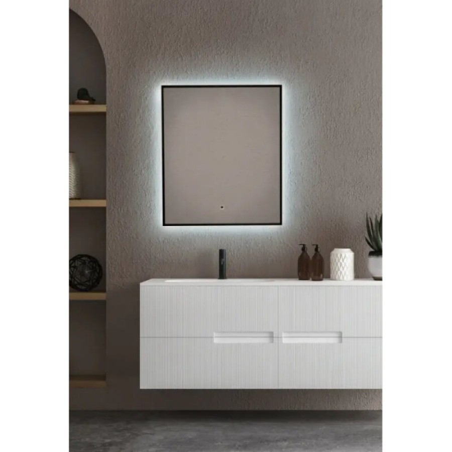 Зеркало Aquame AQM9101B, 60 см, с LED-подсветкой, инфракрасный выключатель, подогрев, цвет черный