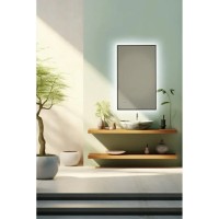 Зеркало Aquame AQM9102B, 60 см, с LED-подсветкой, инфракрасный выключатель, подогрев, цвет черный
