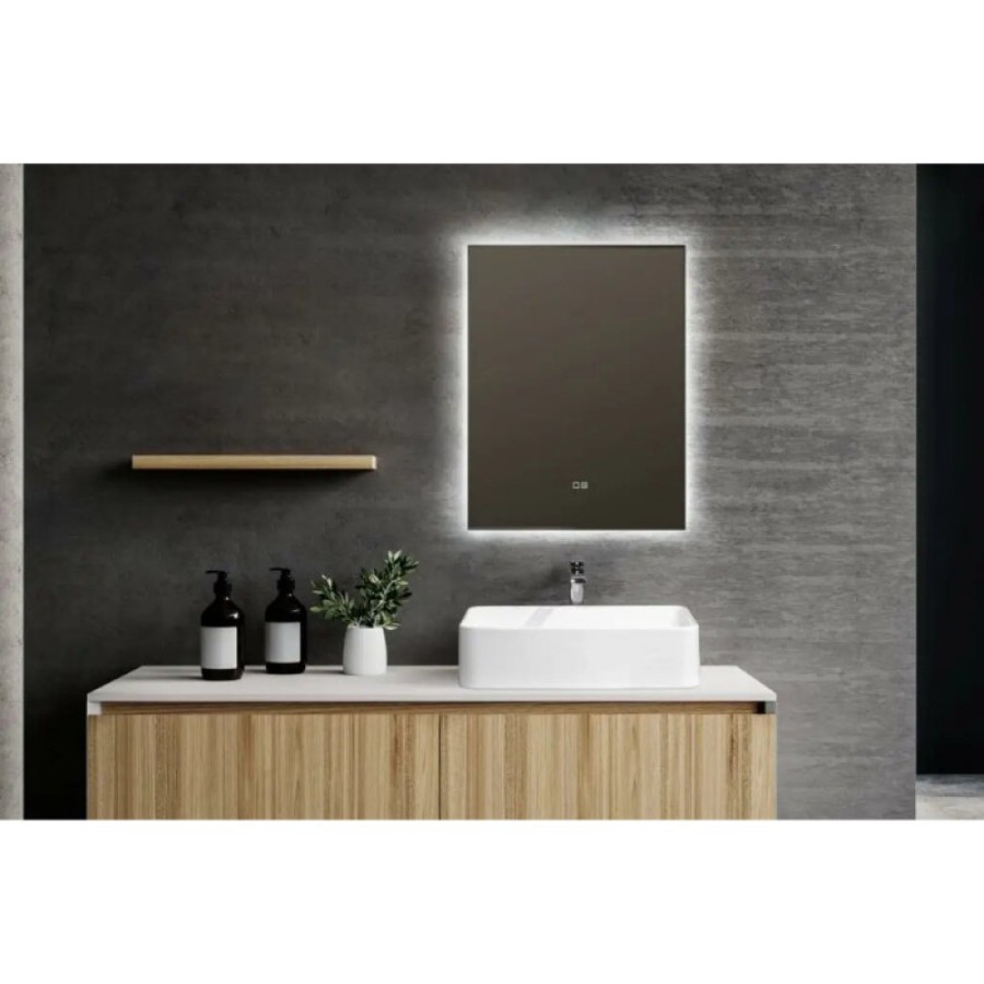 Зеркало Aquame AQM9103, 60 см, с LED-подсветкой, сенсорный выключатель, подогрев, цвет белый