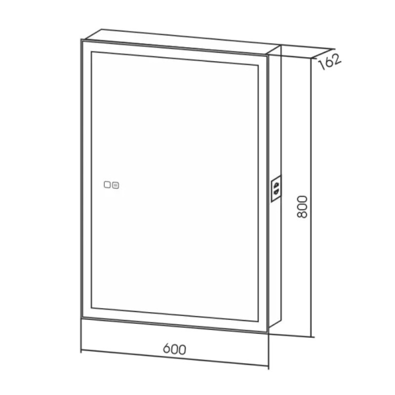 Зеркальный шкаф Aquame AQM9201, 60 см, с LED-подсветкой, сенсорный выключатель, подогрев, прямоугольные углы, цвет белый