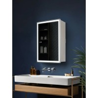 Зеркальный шкаф Aquame AQM9201, 60 см, с LED-подсветкой, сенсорный выключатель, подогрев, прямоугольные углы, цвет белый