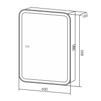 Зеркальный шкаф Aquame AQM9202, 60 см, с LED-подсветкой, сенсорный выключатель, подогрев, скругленные углы, цвет белый