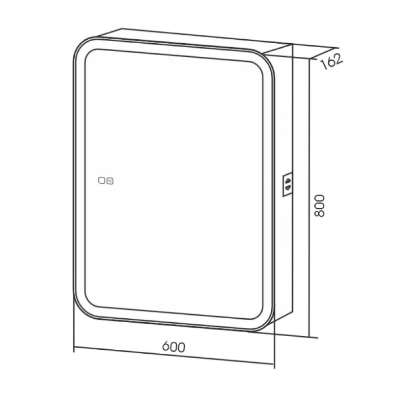 Зеркальный шкаф Aquame AQM9202, 60 см, с LED-подсветкой, сенсорный выключатель, подогрев, скругленные углы, цвет белый