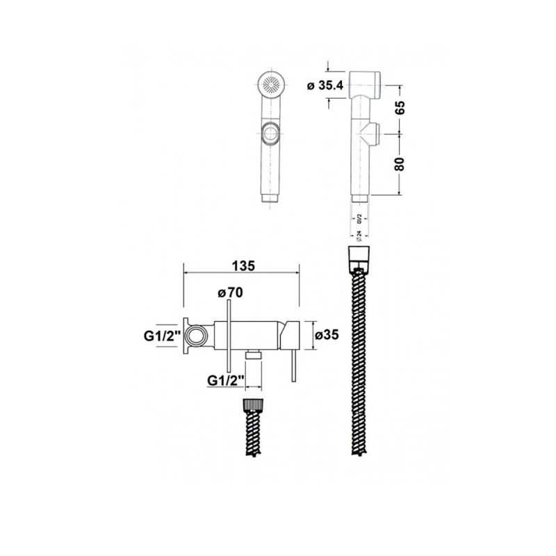 Гигиенический душ со смесителем AQUAme AQM6001CR Хром