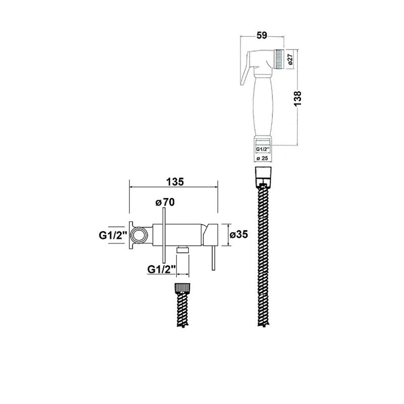 Гигиенический душ со смесителем AQUAme Retro AQM6010OB Бронза