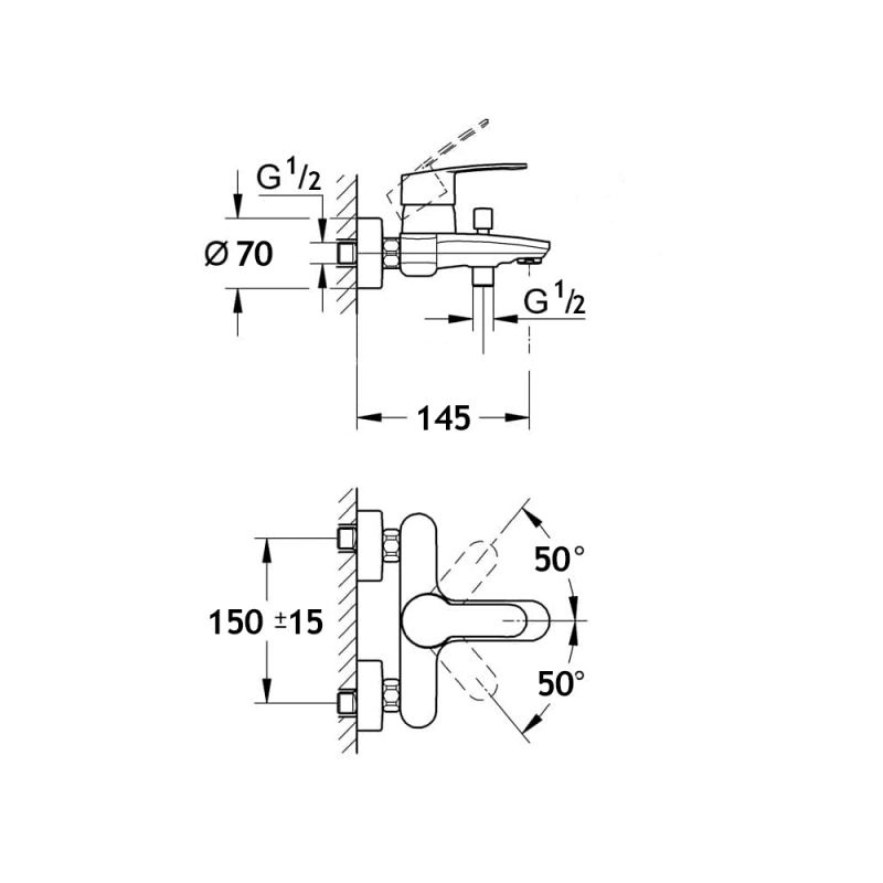 Смеситель для ванны AQUAme Prato AQMP6132 Хром