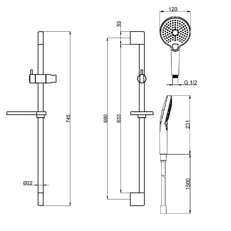 Душевой гарнитур AQUAme AQM8101CR Хром