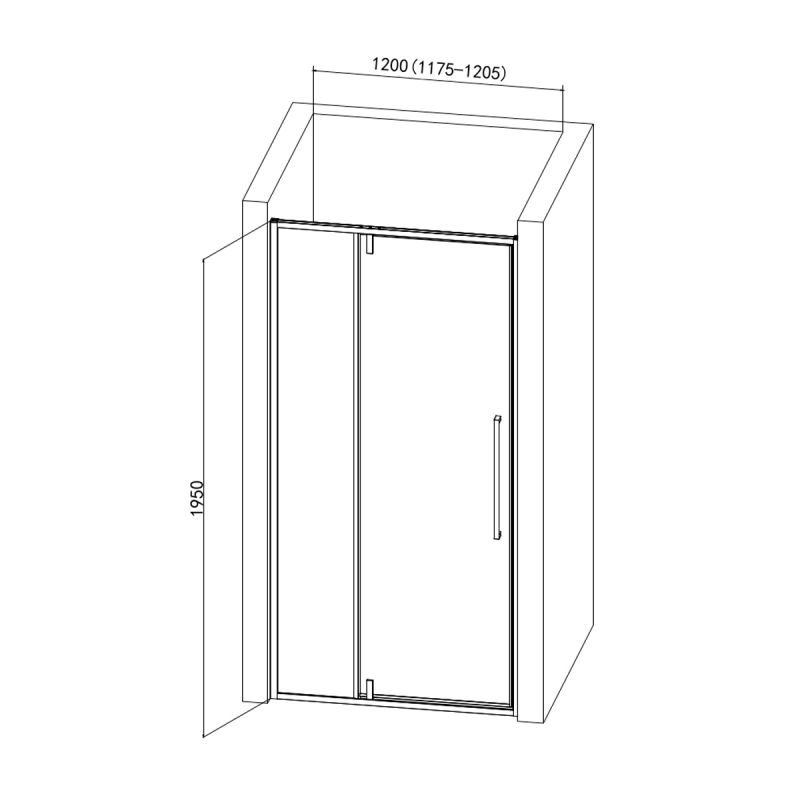 Душевая дверь AQUAme 120 AQM7108-2-12 профиль Черный матовый стекло прозрачное