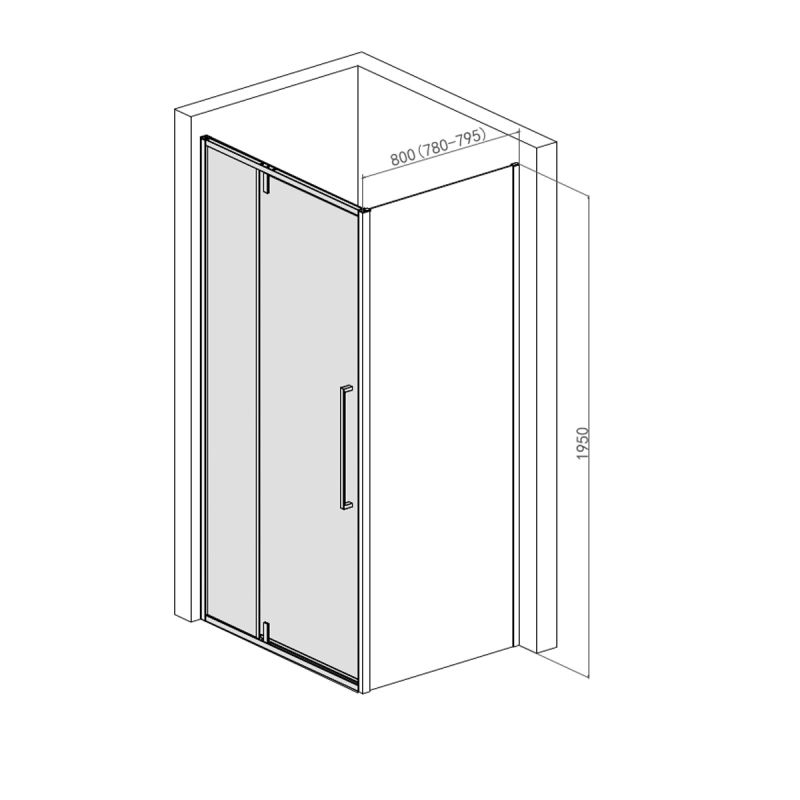 Душевая стенка AQUAme 80 AQM7111-2 профиль Черный матовый стекло прозрачное