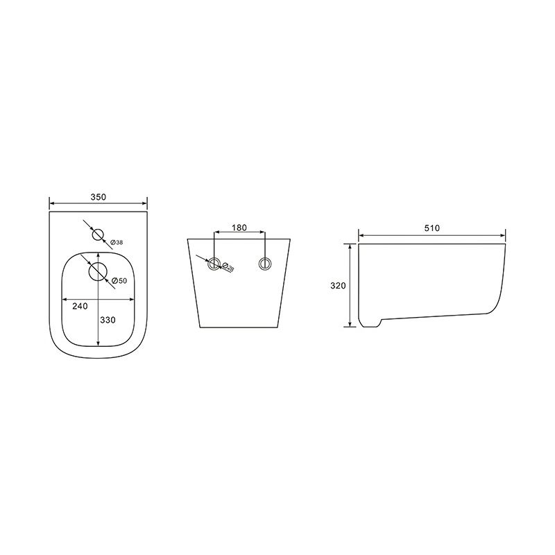 Биде подвесное Aquatek ЛУГАНО AQ1002-00, 510*350*320 мм, цвет белый