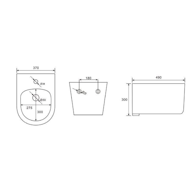 Биде подвесное Aquatek МИЯ AQ1004-MB, 490*370*300 мм, цвет черный матовый