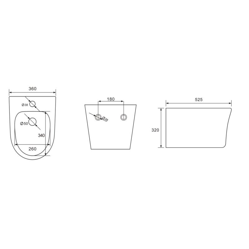 Биде подвесное Aquatek НИКА AQ1009-00, 525*360*320 мм, цвет белый