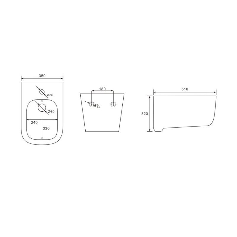 Биде подвесное Aquatek ДИВА AQ1012-00, 510*350*320 мм, цвет белый