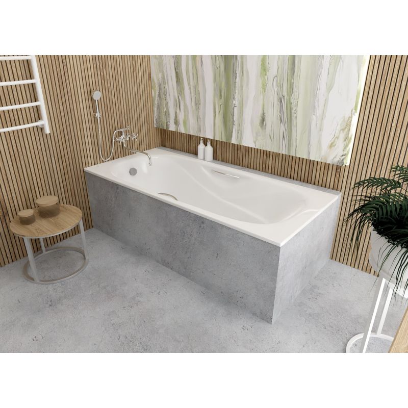 Ванна чугунная эмалированная AQUATEK AQ8050FH-00 ГАММА 1500x750 мм в комплекте с 4-мя ножками и 2-мя ручками