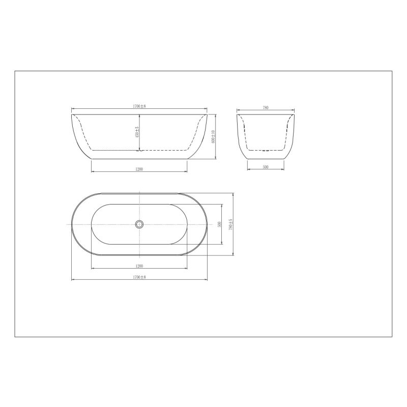 Ванна акриловая отдельностоящая, AQUATEK AQ-144778BL АФИНА 1700 * 780 * 600 черный глянцевый