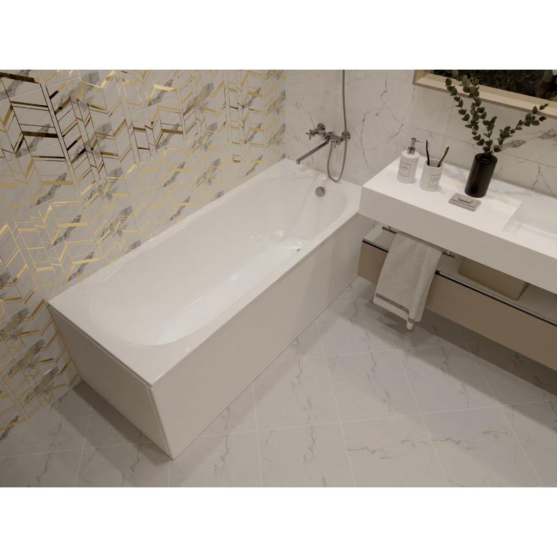 Акриловая ванна Aquatek Оберон 160х70 OBR160-0000041 без гидромассажа с фронтальной панелью с каркасом (разборный) со слив-переливом (справа)