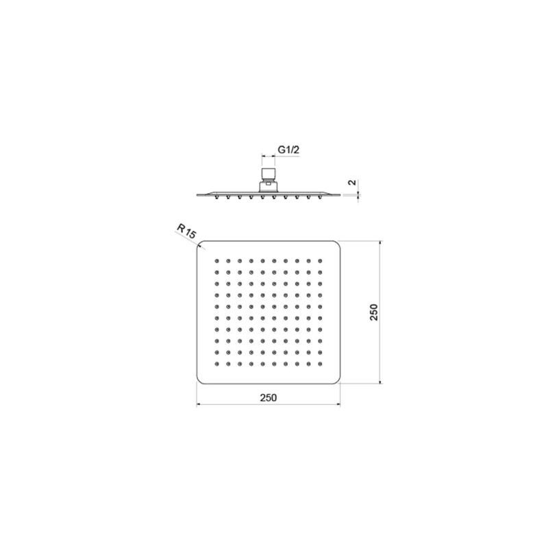Квадратный верхний душ  250*250*2 мм Aquatek, матовый черный AQ2072MB 