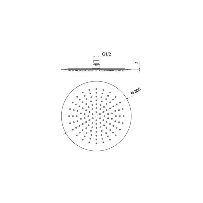 Круглый верхний душ  300*2 мм Aquatek, матовый черный AQ2075MB 