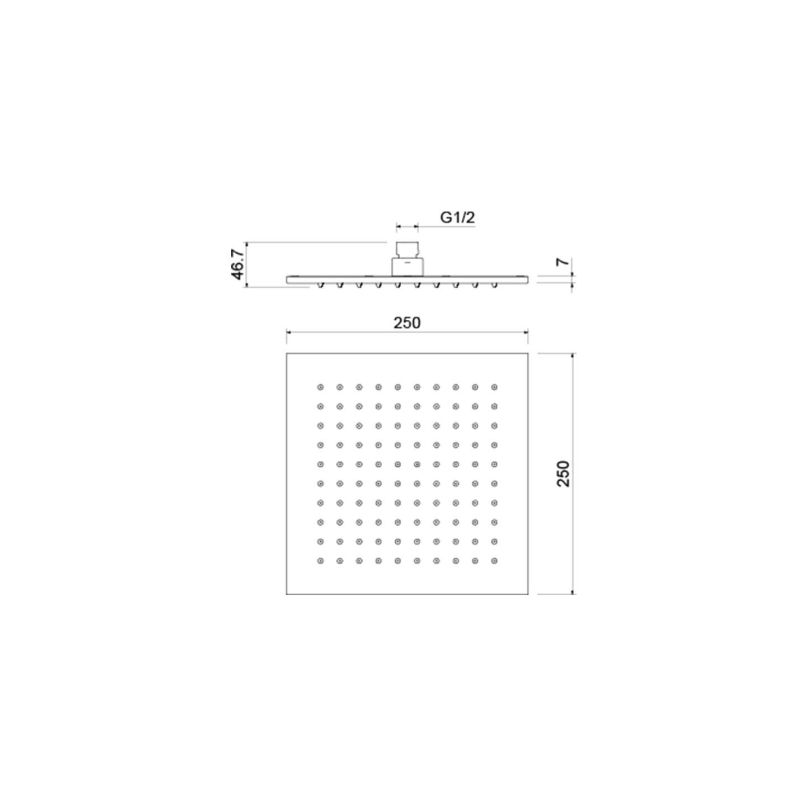 Квадратный верхний душ  250*250*7 мм Aquatek AQ2076CR 