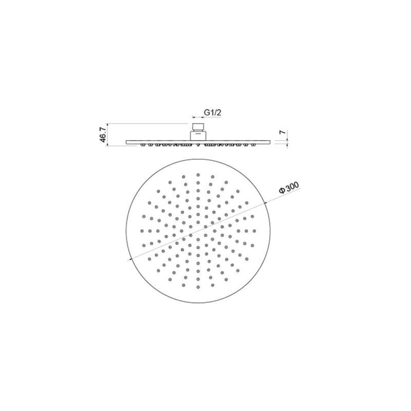 Круглый верхний душ  300*7 мм Aquatek, матовый черный AQ2079MB 