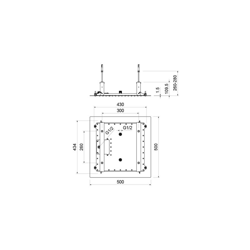 Верхний душ 500*500 мм, 2 jet (внешняя и скрытая часть) Aquatek AQ2082CR 