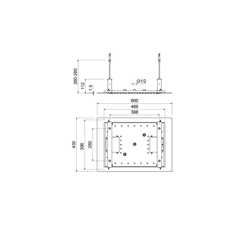 Верхний душ 600*430 мм, 3 jet (внешняя и скрытая часть) Aquatek AQ2083CR 
