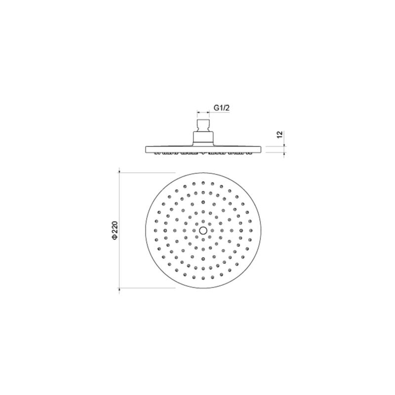 Круглый верхний душ  220*12 мм Aquatek, матовый черный AQ2086MB 