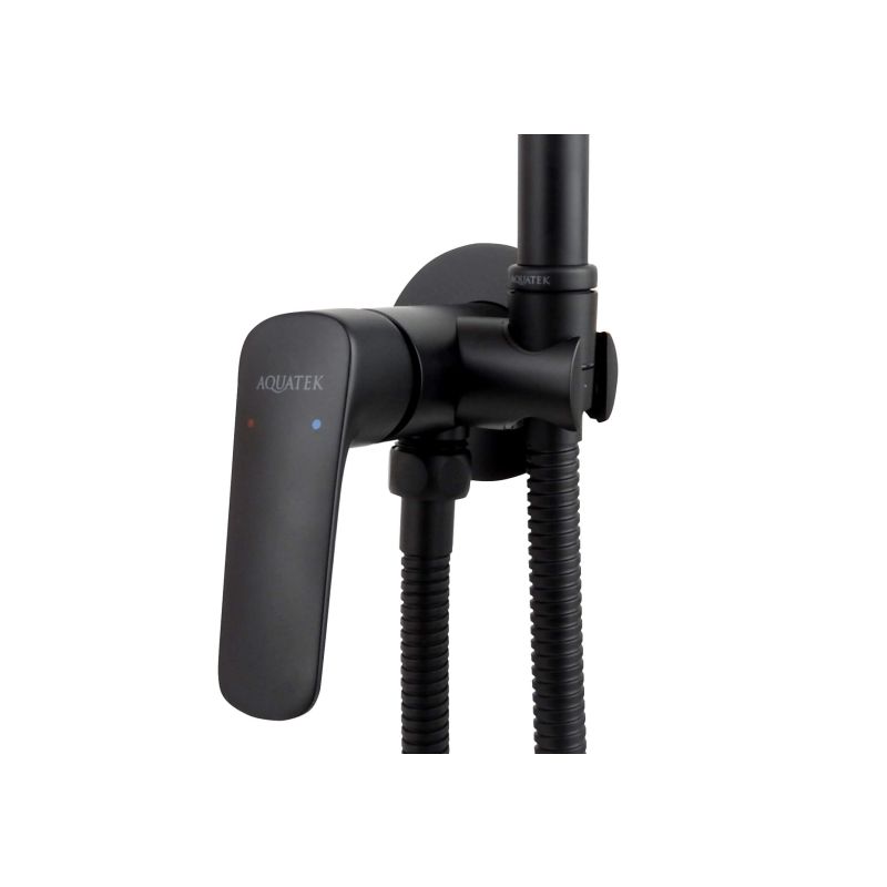 Комплект для гигиенического душа встроенный Aquatek (cмеситель + гигиеническая лейка + шланг), матовый черный AQ1019MB ВЕГА 