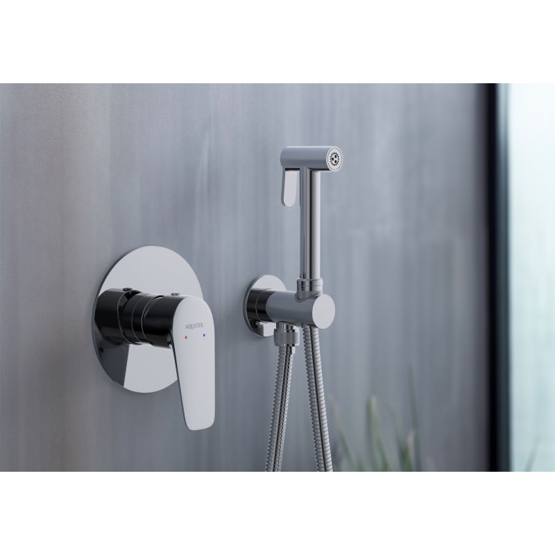 Набор с гигиеническим душем (смеситель + гигиеническая лейка + шланг + шланговое подсоединение с держателем) Aquatek AQ1119CR БЕТТА