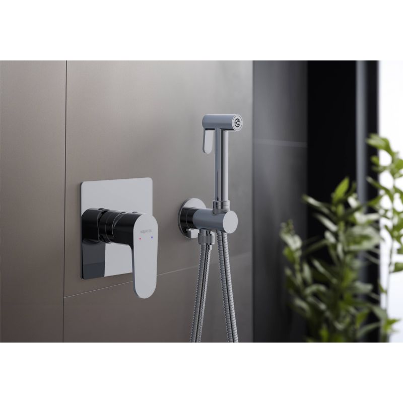 Набор с гигиеническим душем (смеситель + гигиеническая лейка + шланг + шланговое подсоединение с держателем) Aquatek AQ1219CR ОБЕРОН