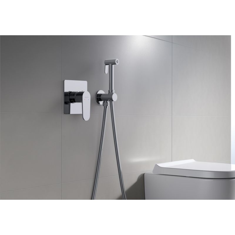 Набор с гигиеническим душем (смеситель + гигиеническая лейка + шланг + шланговое подсоединение с держателем) Aquatek AQ1219CR ОБЕРОН