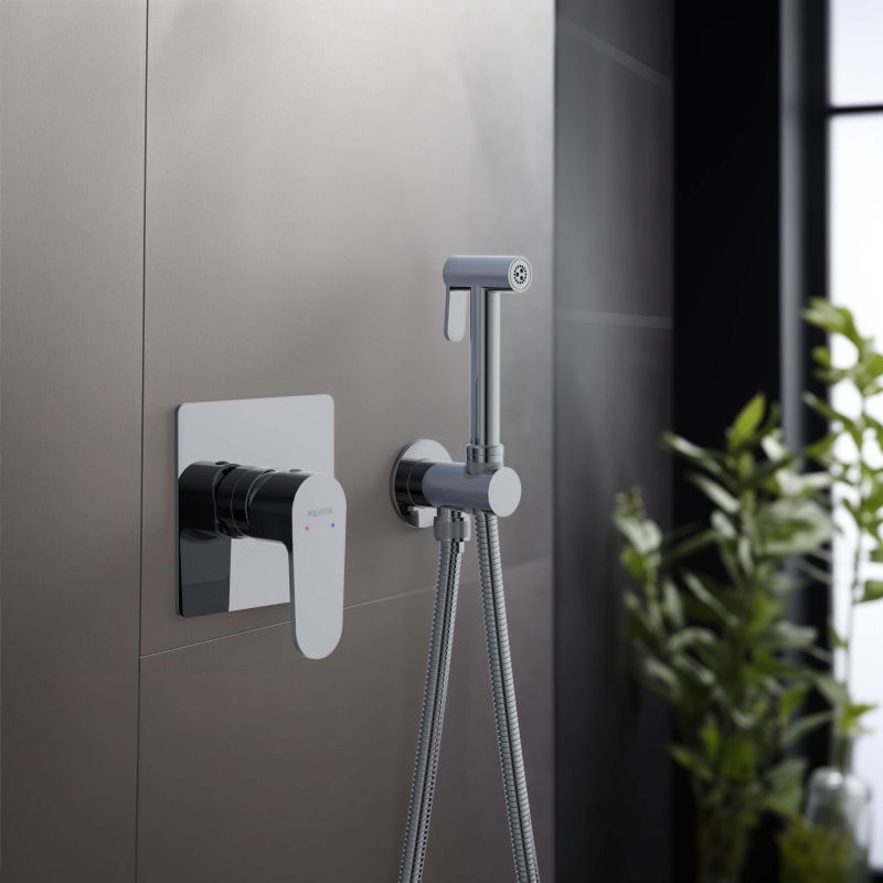 Набор с гигиеническим душем (смеситель + гигиеническая лейка + шланг + шланговое подсоединение с держателем) Aquatek AQ1219CR ОБЕРОН