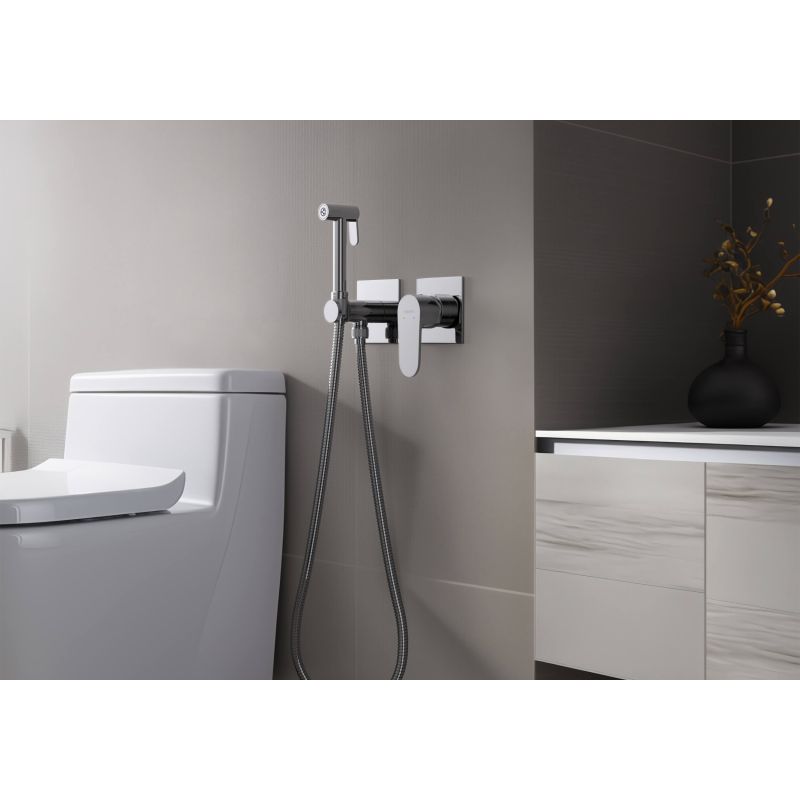 Комплект для гигиенического душа встроенный 2 отв. (смеситель + гигиеническая лейка + шланг) Aquatek AQ1220CR ОБЕРОН