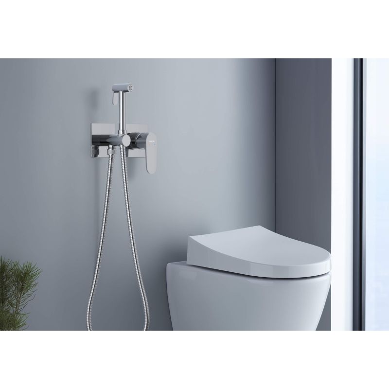 Комплект для гигиенического душа встроенный 2 отв. (смеситель + гигиеническая лейка + шланг) Aquatek AQ1220CR ОБЕРОН