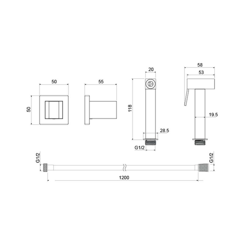 Гигиенический ручной душ со шлангом 120 см и держателем Aquatek AQ2053CR 