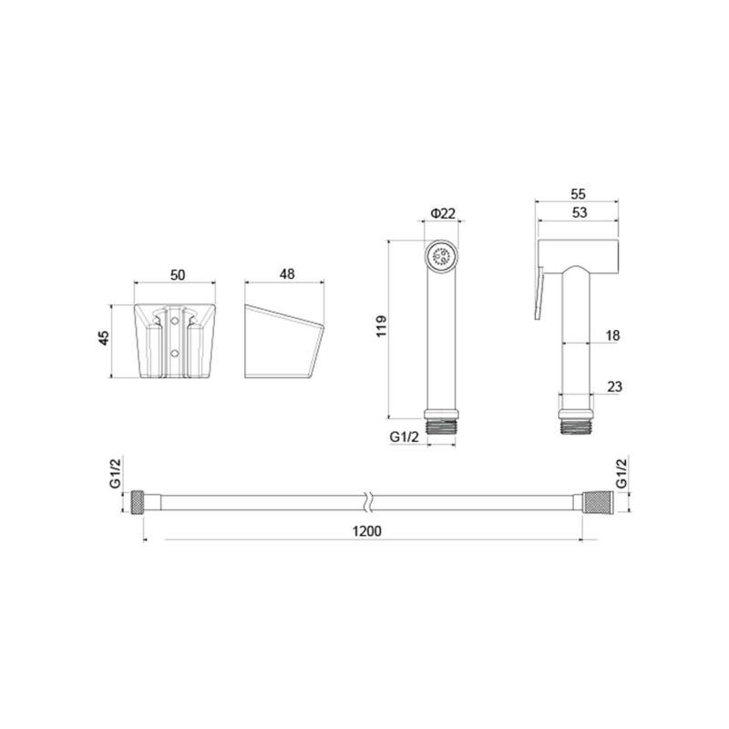 Гигиенический ручной душ со шлангом 120 см и держателем Aquatek AQ2054CR 