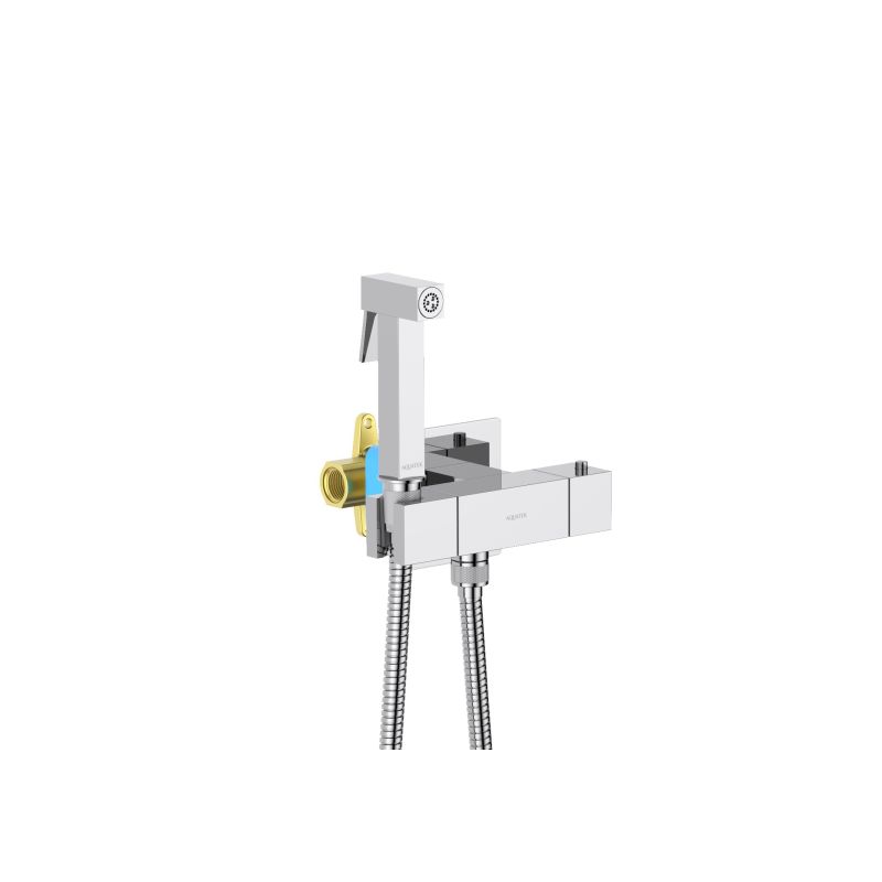 Комплект для гигиенического душа термостатический встроенный (смеситель + гигиеническая лейка + шланг) Aquatek AQ1028CR ЛИБРА