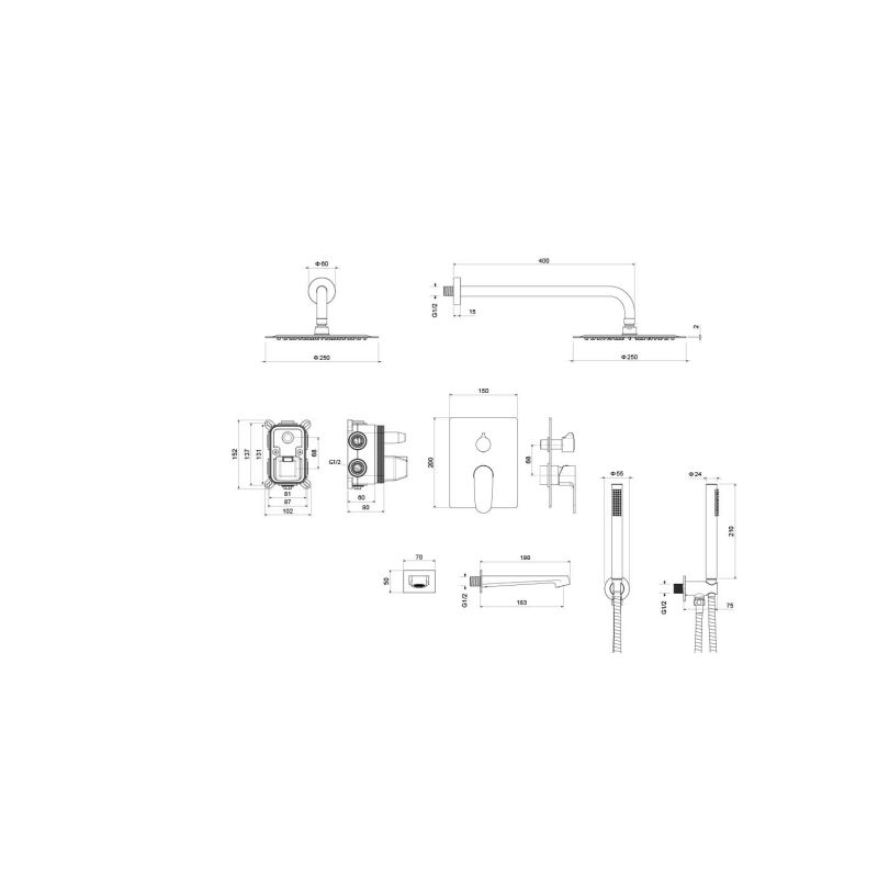 Душевая система Aquatek Оберон AQ1273MB Черная матовая