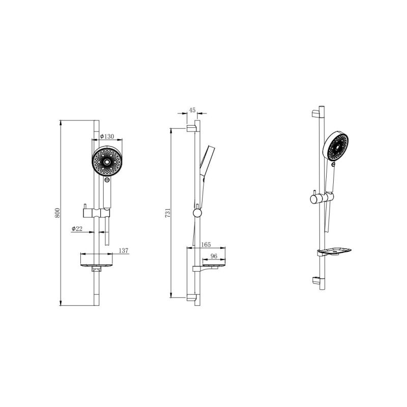 Душевой гарнитур 3jet 73см AQUATEK AQ2031CR 