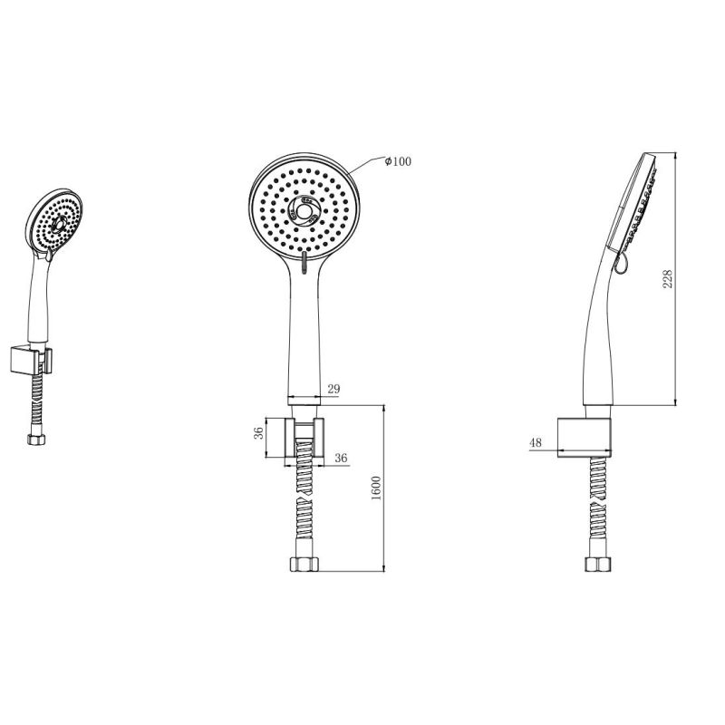 Душевой набор AQUATEK, матовый черный AQ2010MB 