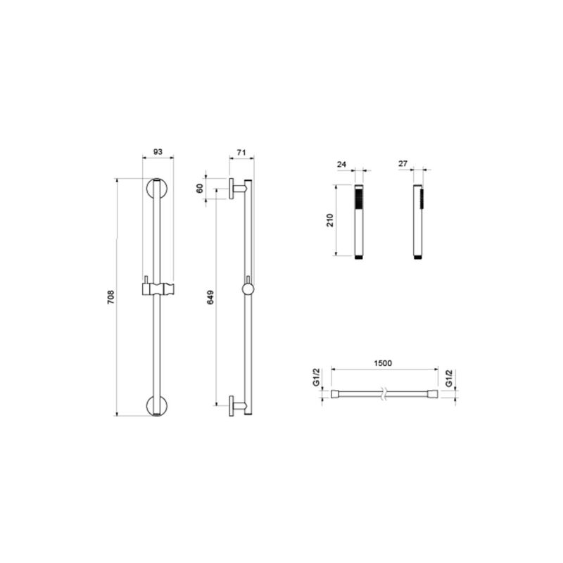 Душевой гарнитур 1jet 65 см AQUATEK AQ2012CR ЕВРОПА