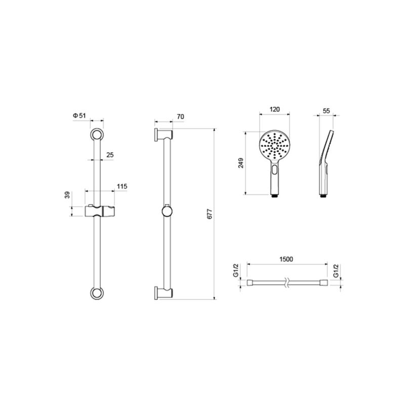 Душевой гарнитур 3jet 65 см AQUATEK AQ2016CR ОБЕРОН