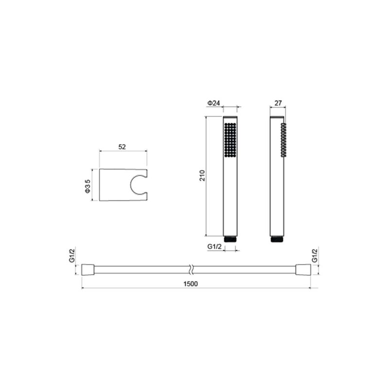 Душевой набор 1jet AQUATEK, матовый черный AQ2034MB ЕВРОПА