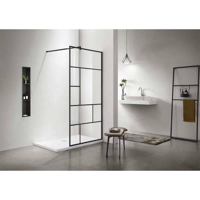 Душевая перегородка Aquatek 100 AQ WIW Print 10020BL профиль Черный стекло прозрачное