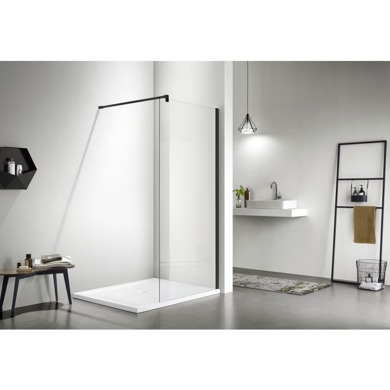 Душевая перегородка Aquatek 90 AQ WIW 09020BL профиль Черный стекло прозрачное