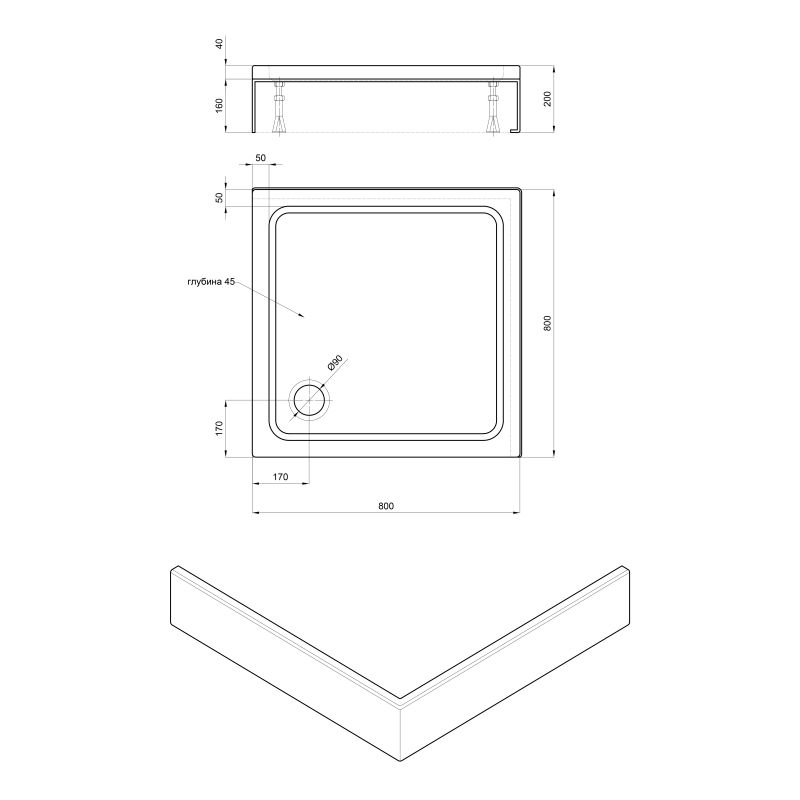 Душевой поддон Aquatek 80x80 DPA-0000001