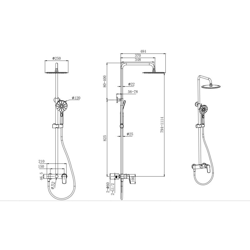 Душевая система Aquatek AQ2060CR Хром
