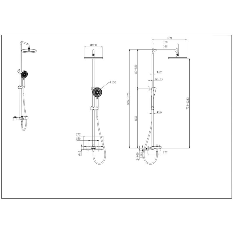Душевая система Aquatek AQ2043CR с термостатом Хром